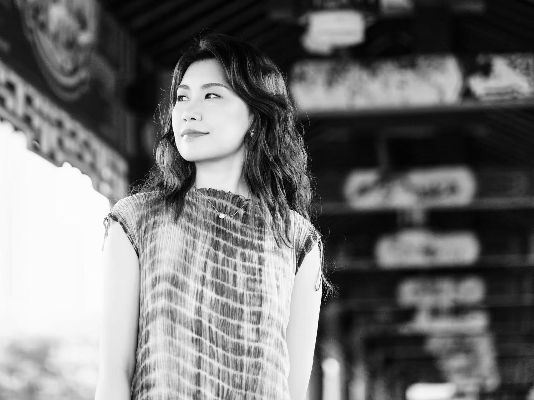 Rainie Liu Yu black and white portrait